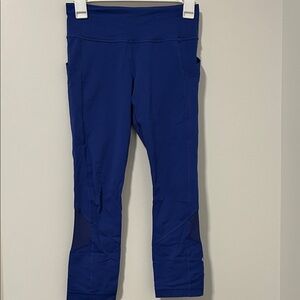 Lululemon Blue Cropped Leggings With Pockets Size 4 21’ Inseam